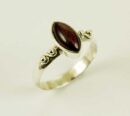 Ring Silver Raised Garnet Stone