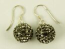 Silver Earring Drop Black 12mm