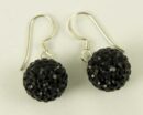 Silver Earring Drop Jet 12mm
