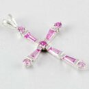 Pendant Silver Cross Pink