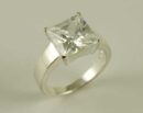 Ring Silver Square Clear CZ W10mm