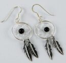 Earring Silver Dream Catcher Black 16mm