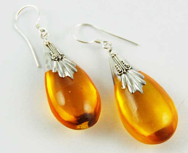 Earring Drop Amber Colour
