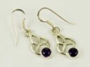 Earring Knot With Amethyst Stone Drop 20mm