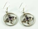 Earring Amethyst Cut Flower In Circle