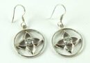 Earring Clear Cut Flower In Circle