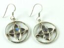 Earring Moonstone Cabochon Flower In Circle