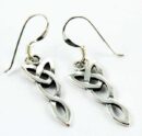Earring Silver Knot Cut Drop