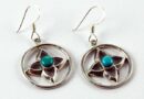 Earring Turq Cabochon Flower In Circle