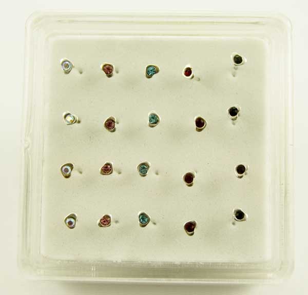 Nose Stud Silver Heart 20pcs