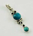 Pendant Silver Circle Drop Turquoise