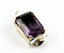Pendant Silver Rect Stone Amethyst