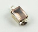 Pendant Silver Rect Stone Rose Quartz
