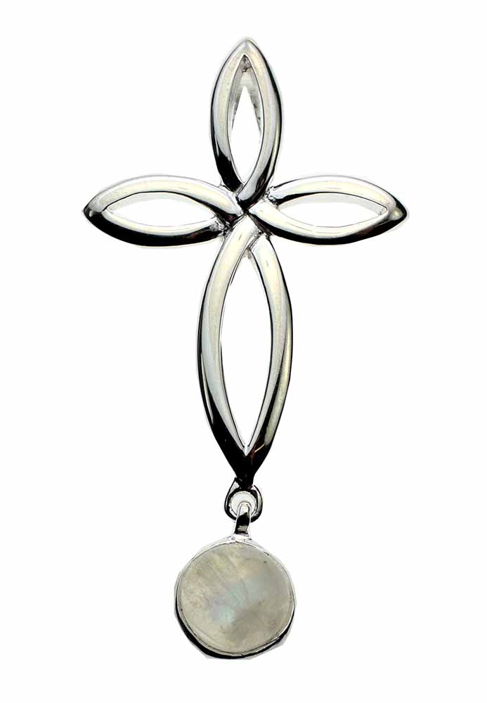 Pendant Silver Cross Moonstone