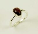 Ring Silver Garnet Plain Tear Drop