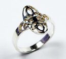 Ring Silver Oval Cut Centre