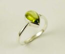 Ring Silver Peridot Plain Tear Drop