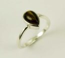 Ring Silver Tiger Eye Plain Tear Drop