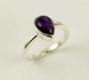 Ring Silver Amethyst Plain Tear Drop