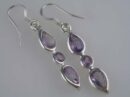 Silver Earring 3 Stones Teardrop