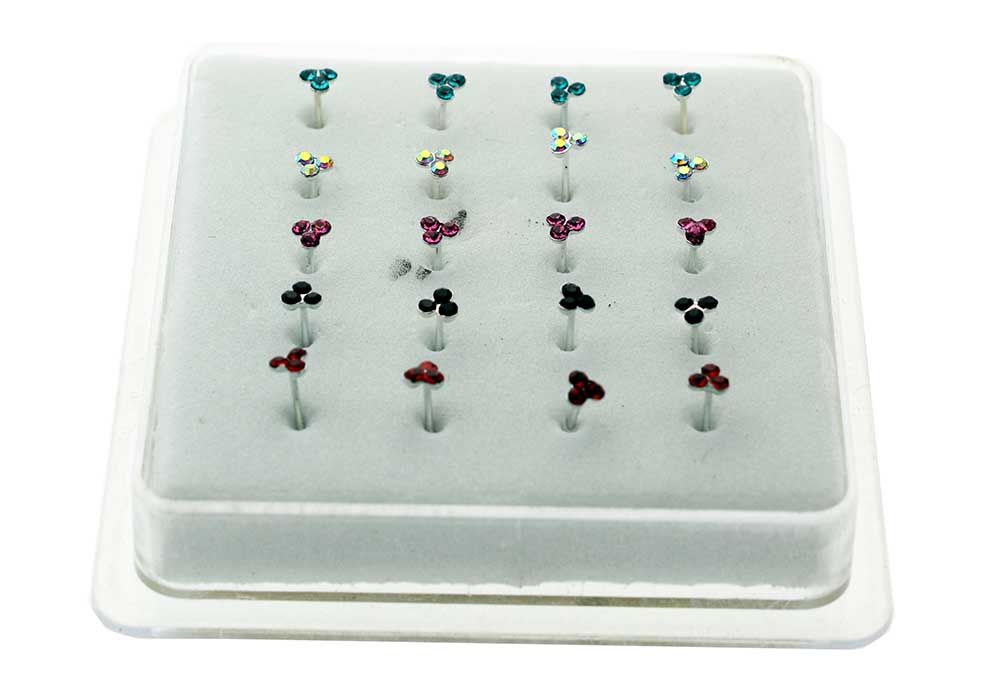 Nose Stud Silver Clover 20pcs