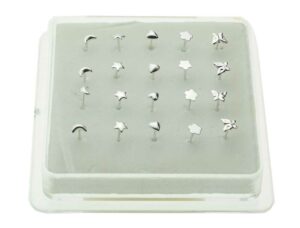 Nose Stud Silver 20pcs Mixed