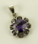 Silver Pendant Stone Purple