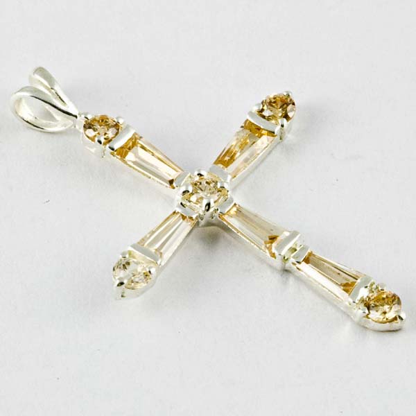 Pendant Silver Cross Amber