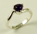 Silver Ring Amethyst Heart