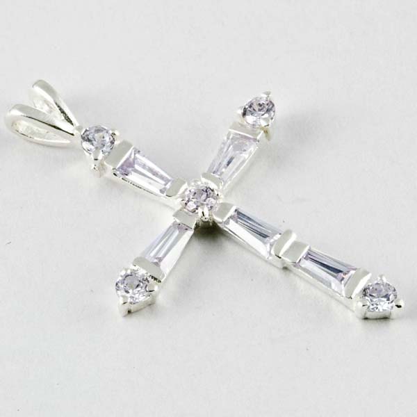 Pendant Silver Cross Clear