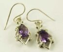 Silver Earring Amethyst Tear Drop