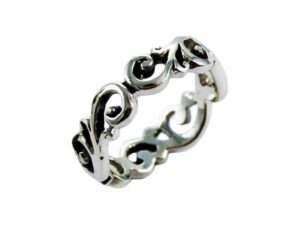 Silver Ring Swirly Cut Band