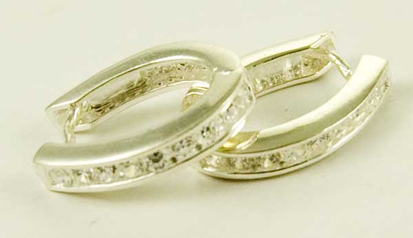 Silver Earring Cz Oval Clear