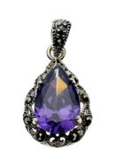 Silver Pendant Stone Purple