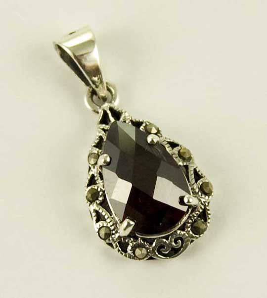 Silver Pendant Stone Red