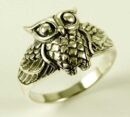 Silver Ring Owl With Wings