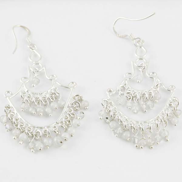 Silver Earring Stone Clear