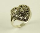 Ring Silver Heart Marcasites