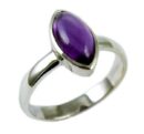 Silver Ring Amethyst Tear Drop