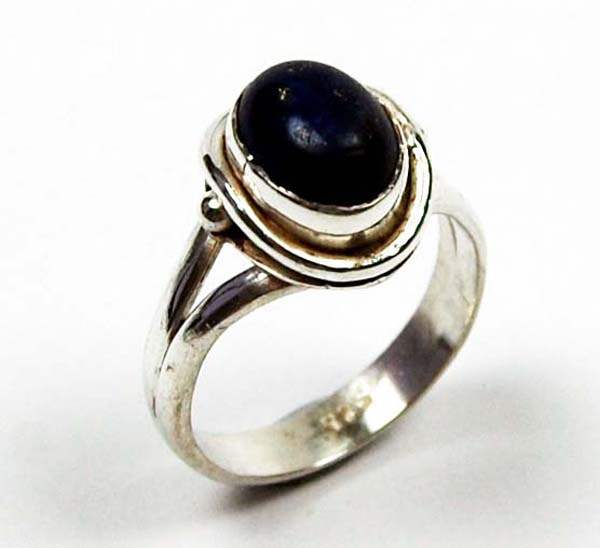 Ring Silver Oval Stone Lapis
