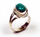 Ring Silver Oval Plain Turquoise