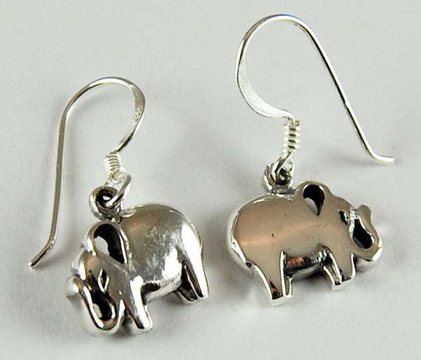 Earring Silver Elephant Plain