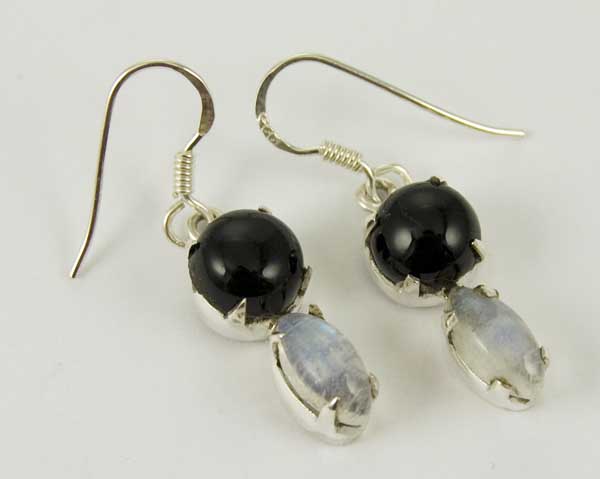 Earring Silver Plain Black Onyx