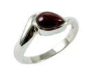 Silver Ring Garnet Tear Drop