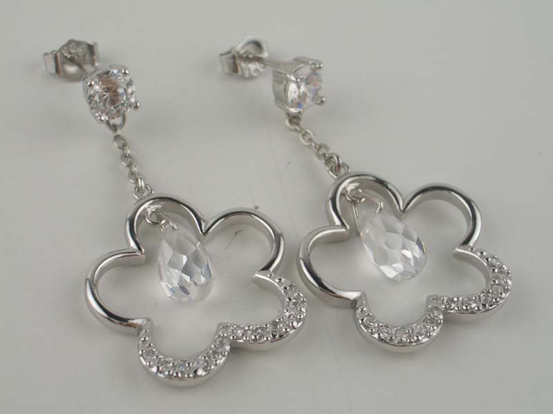 Earring Silver Flower Drop