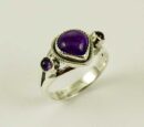 Ring Silver Triple Amethyst Stone