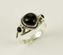 Ring Silver Triple Black Onyx Stone