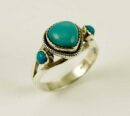 Ring Silver Triple Turquoise Stone