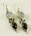 Silver Earring Double Stone