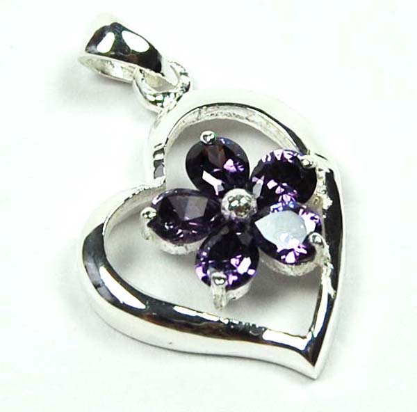 Pendant Silver Heart And Stone